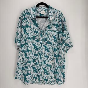Tunevuse Hawaiian Shirt Mens XXL Blue Palm Stretch Cruise Resort